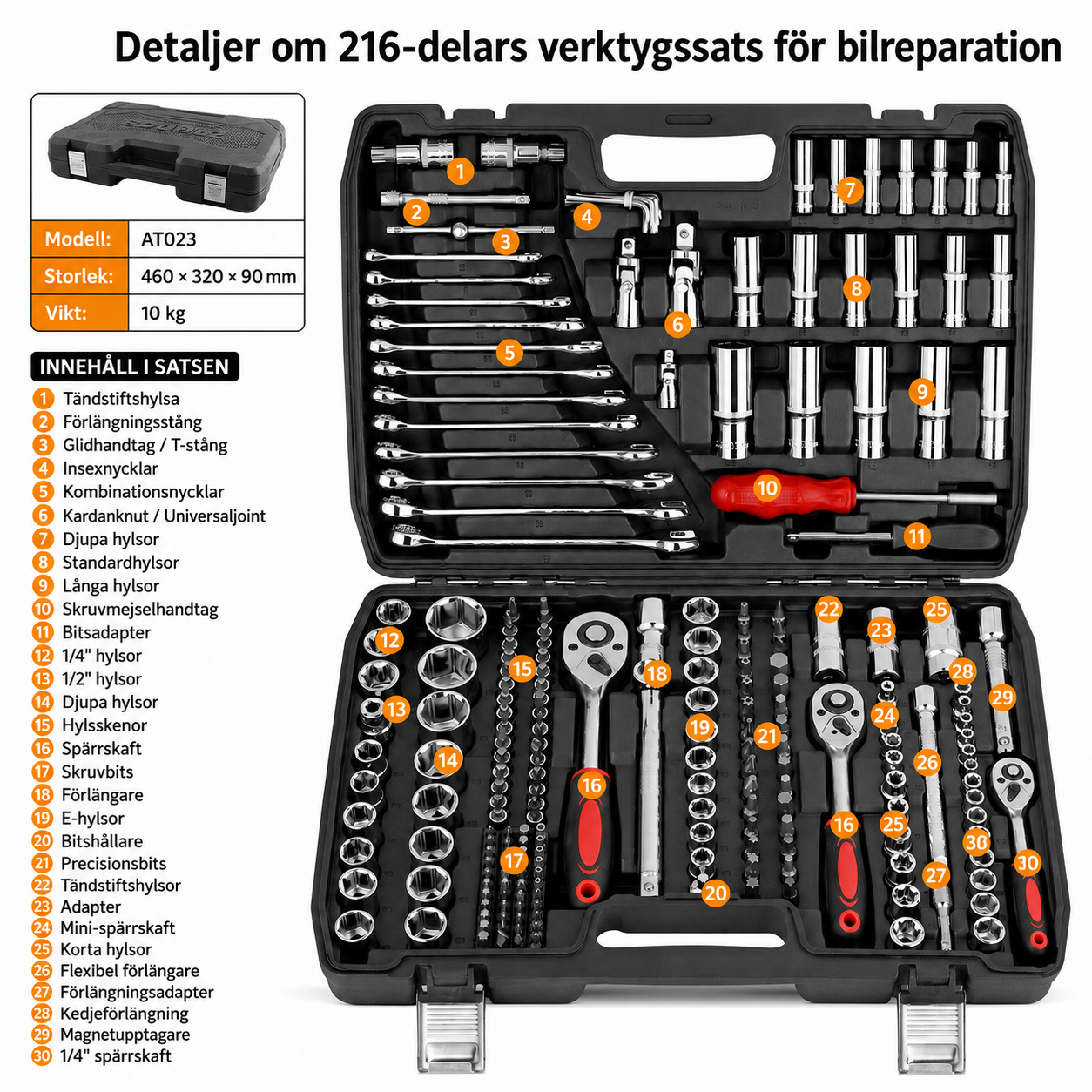 216-delars professionell bilreparationsverktygssats - Image 6