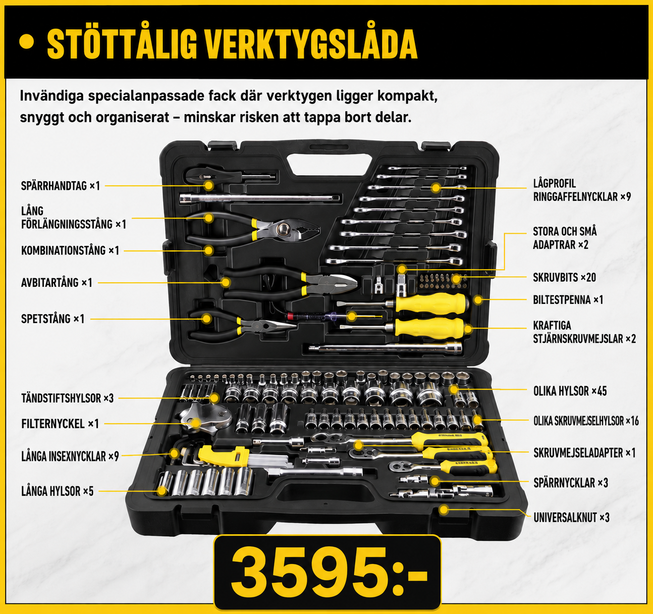 125-delars multifunktionshandverktygssats i stål - Image 4